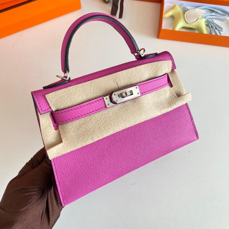 Hermes Kelly Mini Second Generation 22EP 9i Magnolia Pink Silver Button